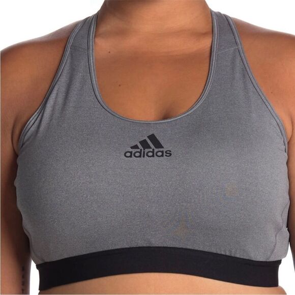 ADIDAS | NEW! Gray & Black Racerback Logo Sports Bra Women’s Size Small - Picture 1 of 10